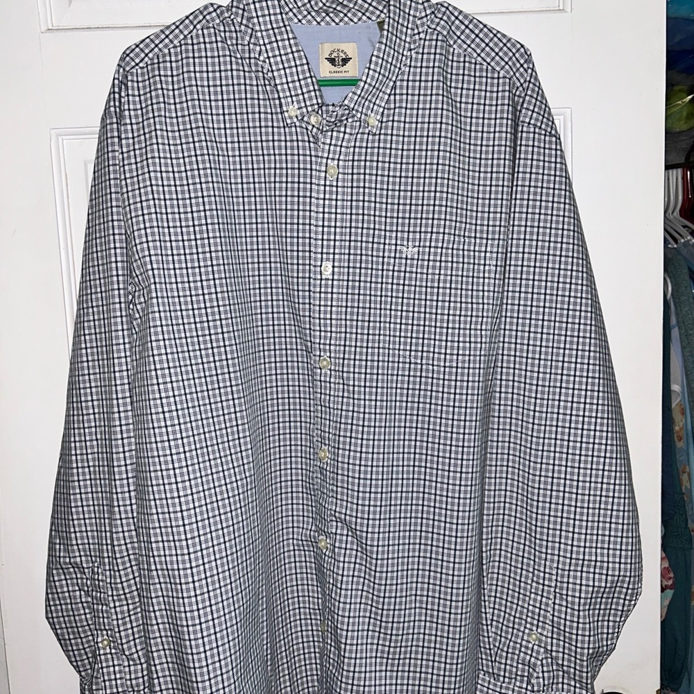 Dockers Men's Plaid Shirt - Blue and White